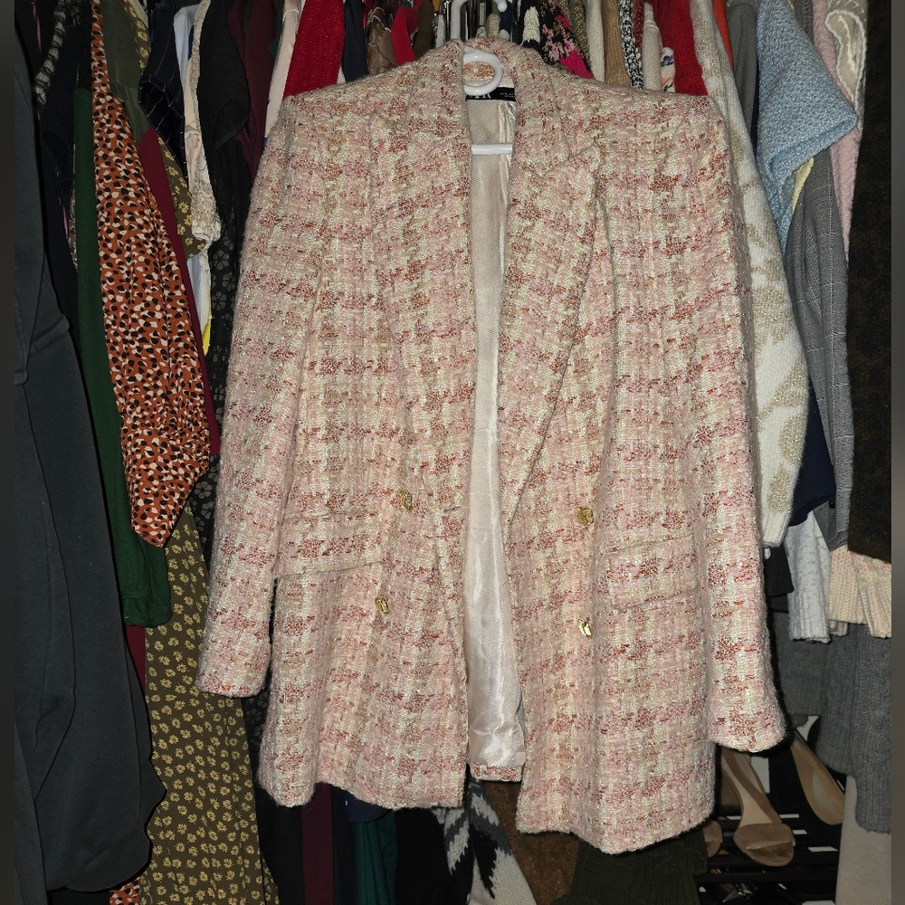 Zara Pink Tweed Blazer